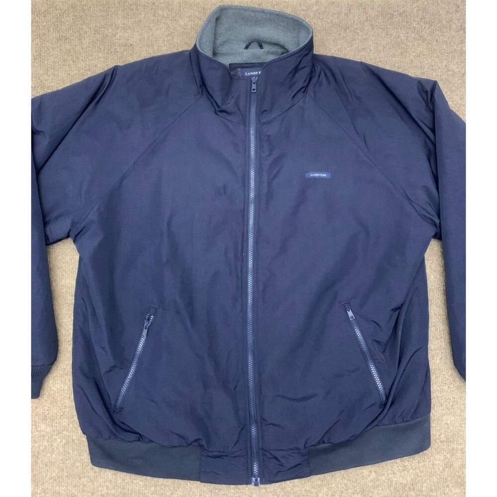 Lands End Jacket Mens XL Squall Windcheck Therma Insulated Fleece Lined Nylon